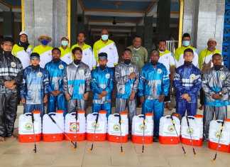 Pimpinan Wilayah DMI Memimpin Tim Satgas Covid-19 Penyemprotan Tempat Ibadah